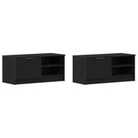 TV-kast 2 pcs Zwart 80 x 35 x 36.5 cm Bewerkt hout - thumbnail