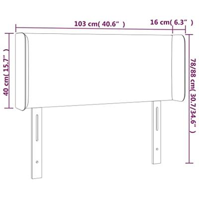 Hoofdbord met randen 103x16x78/88 cm fluweel lichtgrijs