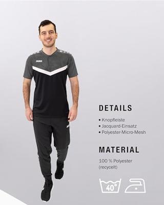 JAKO 6324 Polo Iconic - Zwart/Antraciet - XXL