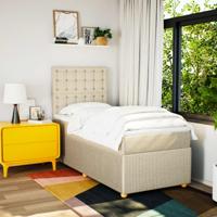 Boxspring met matras stof crèmekleurig 90x200 cm - thumbnail