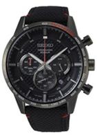 Horlogeband Seiko SSB359P1 / 8T63-00L0 / L0KF011N0 Leder/Textiel Zwart 22mm - thumbnail