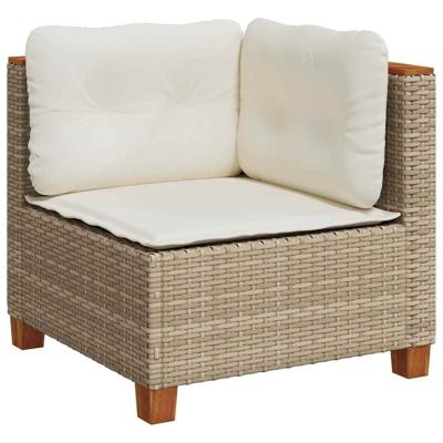 5-delige Loungeset met kussens poly rattan beige - thumbnail