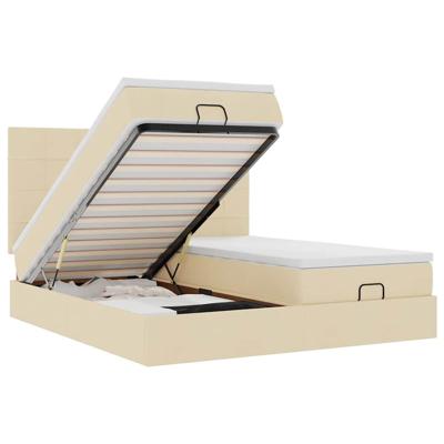 Ottoman bed met matrassen 180x200cm stof crèmekleurig
