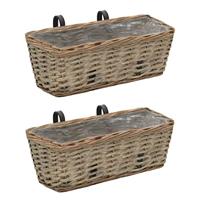 VidaXL Balkonbakken 2 st 40 cm wicker met pe-voering - thumbnail