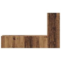 Tv-meubelset met plank Wandgemonteerd met opslag met de deur 3 pcs Oud hout 150.5 x 30 x 90 cm - thumbnail