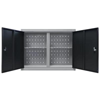 VidaXL Gereedschapskast voor aan de wand metaal grijs en zwart