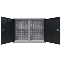 Gereedschapskast voor aan de wand metaal grijs en zwart - thumbnail