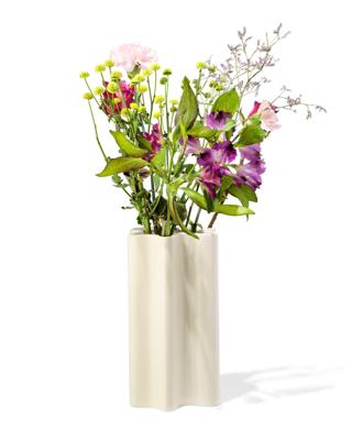 HEMA Vaas Ø15.7x26cm Keramiek Golf Wit (wit)