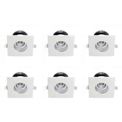 LED Spot 6 Pack - Inbouwspot - Vierkant 6W - Waterdicht IP65 - Natuurlijk Wit 4200K - Mat Wit Aluminium - 90mm