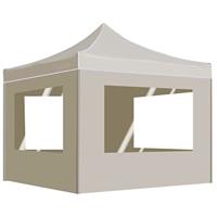 VidaXL Partytent inklapbaar met wanden 3x3 m aluminium crème - thumbnail