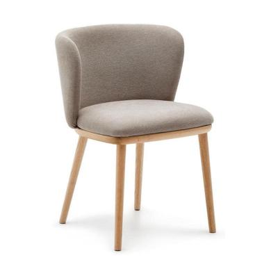 Kave Home Ciselia eetkamerstoel chenille Bruin poot hout