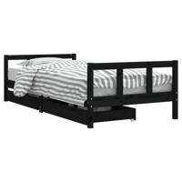 Kinderbedframe met lades 90x200 cm massief grenenhout zwart - thumbnail