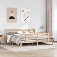 Bedframe met hoofdbord massief grenenhout 200x200 cm - thumbnail