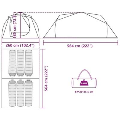 Tunneltent 6-persoons waterdicht groen