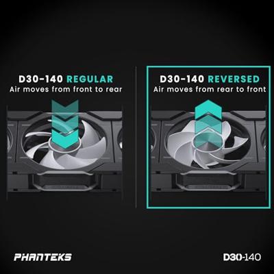 Phanteks D30 PWM Reverse Airflow D-RGB PC-ventilator (b x h x d) 140 x 30 x 140 mm