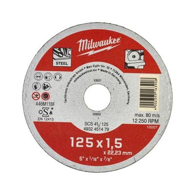 Milwaukee Doorslijpschijf Metaal SCS 41 / 125x1,5x22mm Contractor Series - 4932451479 Milwaukee Doorslijpschijf Metaal SCS 41 / 125x1,5x22mm Contractor Series - 4932451479