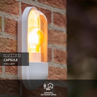 Lucide CAPSULE - Wandlamp Binnen/Buiten - 1xE27 - IP54 - Wit