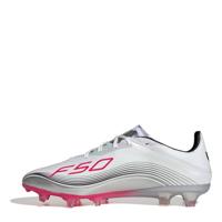 adidas F50 Messi Pro Gras Voetbalschoenen (FG) Wit Zilver Rood - thumbnail