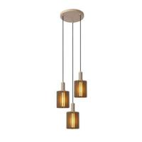 Lucide LAMBRES - Hanglamp - 3xE27 - Taupe - thumbnail