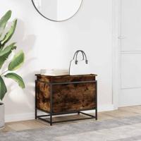 Opbergbox met deksel 60x40x51,5 cm bewerkt hout gerookt eiken - thumbnail