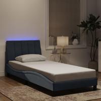 Bedframe met LED zonder matras "Hanko" fluweel donkergrijs 90x200 cm - thumbnail
