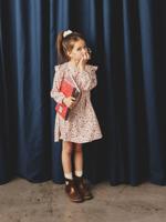 Bedrukte jurk met ruches voor meisjes ecru - thumbnail