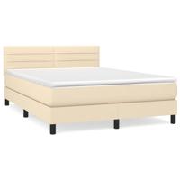 Boxspring met matras stof crèmekleurig 160x200 cm - thumbnail