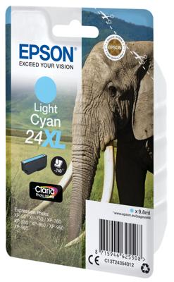 Epson Elephant Singlepack Light Cyan 24XL Claria Photo HD Ink