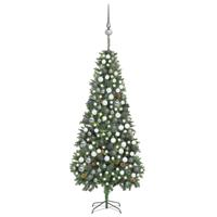 VidaXL Kunstkerstboom met verlichting kerstballen dennenappels 210 cm - thumbnail