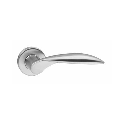 Intersteel Deurkruk Massief afgerond op rozet met ring met veer rvs geborsteld - thumbnail