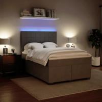 Boxspring met matras fluweel lichtgrijs 160x200 cm - thumbnail