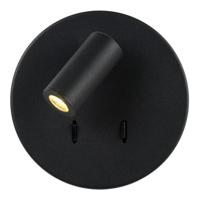 Lucide BENTJER - Bedlamp / Wandlamp - Ø 14 cm - LED - 3000K - Zwart - thumbnail