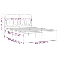 Bedframe met hoofdbord metaal wit 135x190 cm - thumbnail