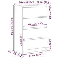 Dressoir 60x35x98,5 cm spaanplaat zwart eikenkleurig - thumbnail