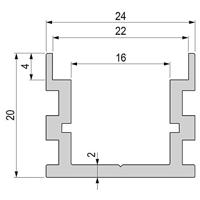 Deko Light 970741 AU-05-15 IP-profiel Aluminium (b x h x d) 24 x 20 x 2000 mm 2 m - thumbnail