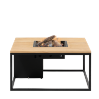 Cosiloft vuurtafel 100 x 100 cm. black - teak - thumbnail