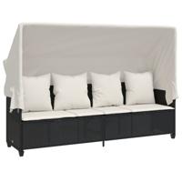 5-delige Loungeset met kussens poly rattan zwart - thumbnail