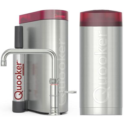 Quooker Classic Fusion Square Keukenkraan Set - Kokend Warm- en Koud Water - RVS - Inclusief COMBI Reservoir & CUBE - Direct Gekoeld Bruisend Water