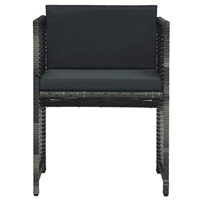 VidaXL 3-delige bistroset met kussens poly rattan grijs