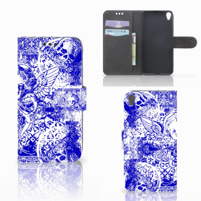 Telefoonhoesje met Naam Sony Xperia XA | XA Dual Angel Skull Blauw Telefoonhoesje met Naam Sony Xperia XA | XA Dual Angel Skull Blauw