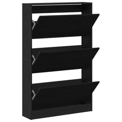 VidaXL Schoenenkast zwart eiken 80 x 21 x 125,5 cm bewerkt hout