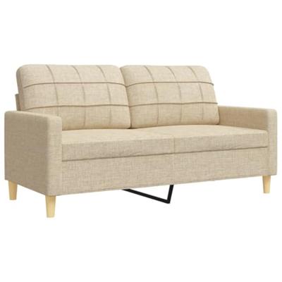 3-delige Loungeset met voetenbank stof crèmekleurig