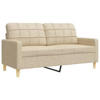 3-delige Loungeset met voetenbank stof crèmekleurig - thumbnail