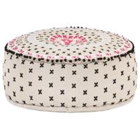vidaXL Poef met borduursel rond 60x25 cm katoen meerkleurig - thumbnail