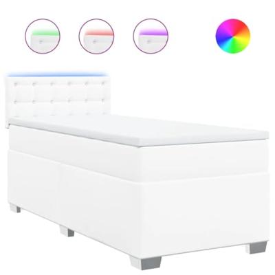 Boxspring met matras kunstleer wit 90x200 cm - thumbnail