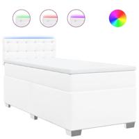 Boxspring met matras kunstleer wit 90x200 cm - thumbnail