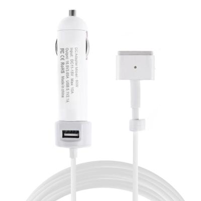 60W 5.1 V 2.1 een USB-interface auto-oplader met 16.5 V een T MagSafe 2 interface data kabel (wit)