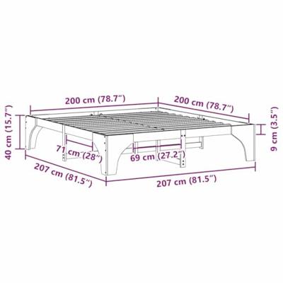 Bedframe met opslag Bruin 200 x 200 cm Massief grenenhout