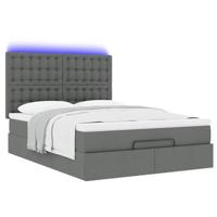 Ottoman bed met matras en LED's 140x190cm stof donkergrijs - thumbnail
