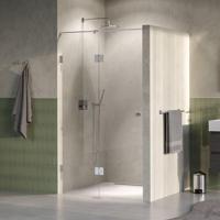 BRAUER Void Carving nisdeur 2-delig helder glas 110x200 omkeerbaar met draaideur 60 aan glas incl. glascoating PVD RVS-kleurig geborsteld - thumbnail